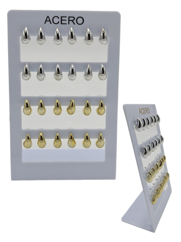 Pendientes 1.5CM aguja de acero 12/P N.S - Bisutería
