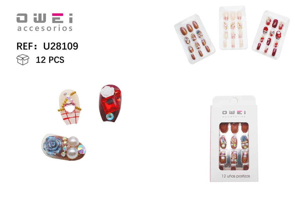 Uñas postizas 12 unidades U28109 OW - Uñas decorativas de acrílico