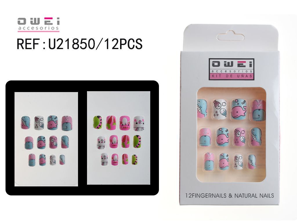 Uñas postizas 12 unidades U21850 OW - Uñas decorativas para niñas