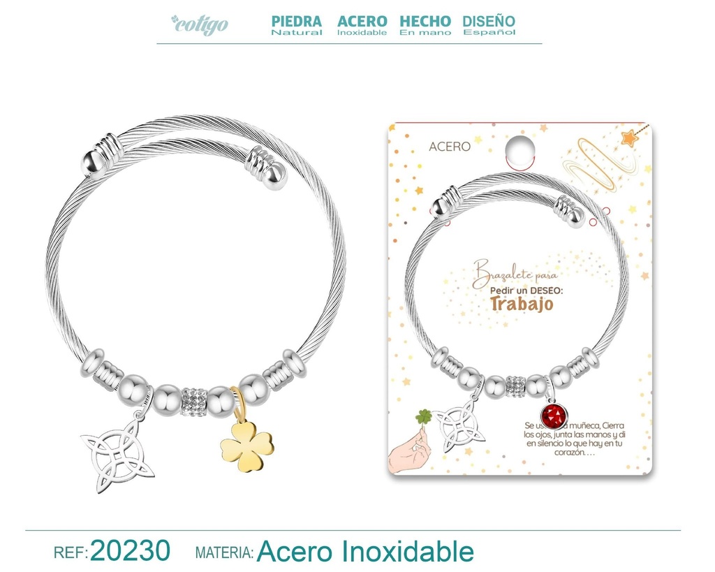 Brazalete con nudo en acero para deseos: trabajo - Accesorios de regalo