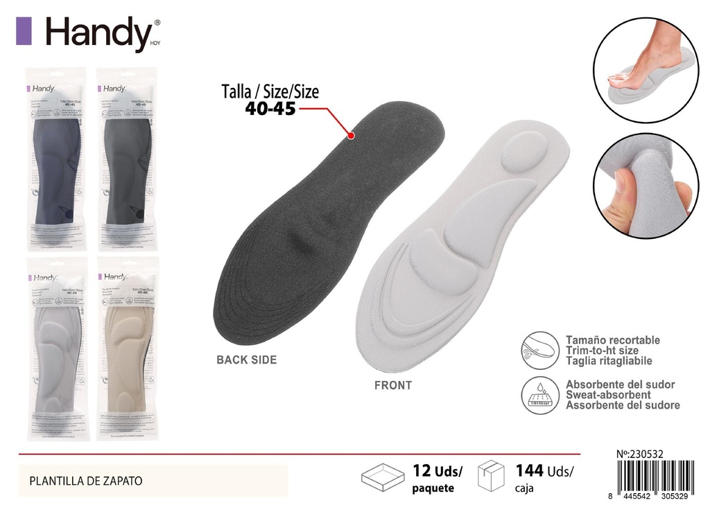 Plantilla de zapato 4D para hombre (tallas 40-45) - Accesorios de calzado