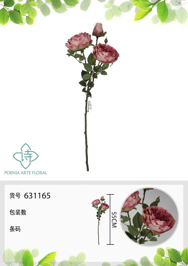 Ramo decorativo de rosa en 55 cm
