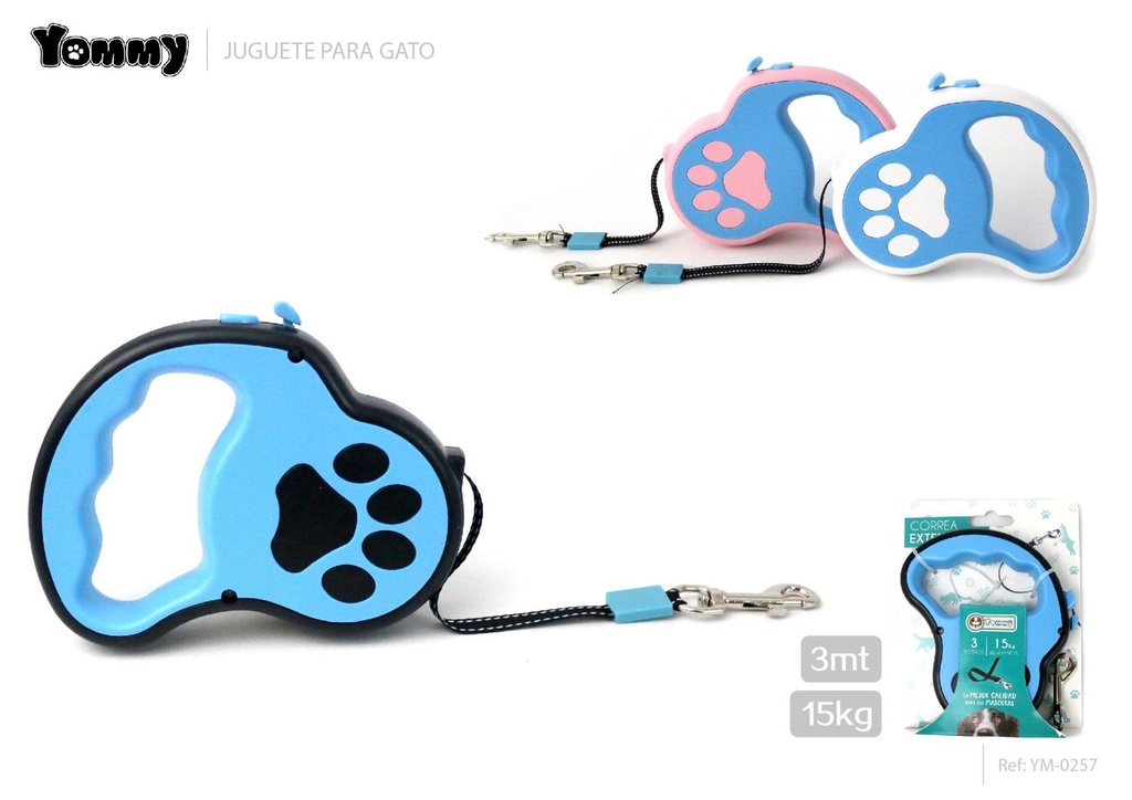 Correa extensible para mascotas de 3m - Accesorios de paseo para gatos y perros