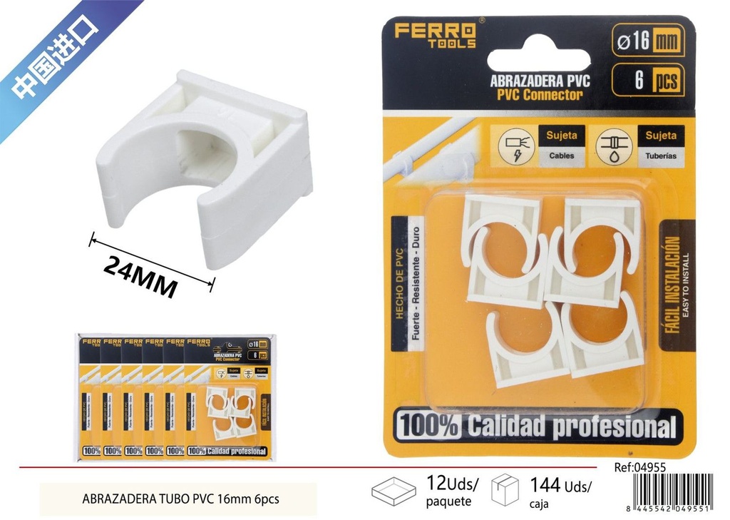Abrazadera para tubo PPR 16mm 6 piezas - Accesorios de instalación eléctrica