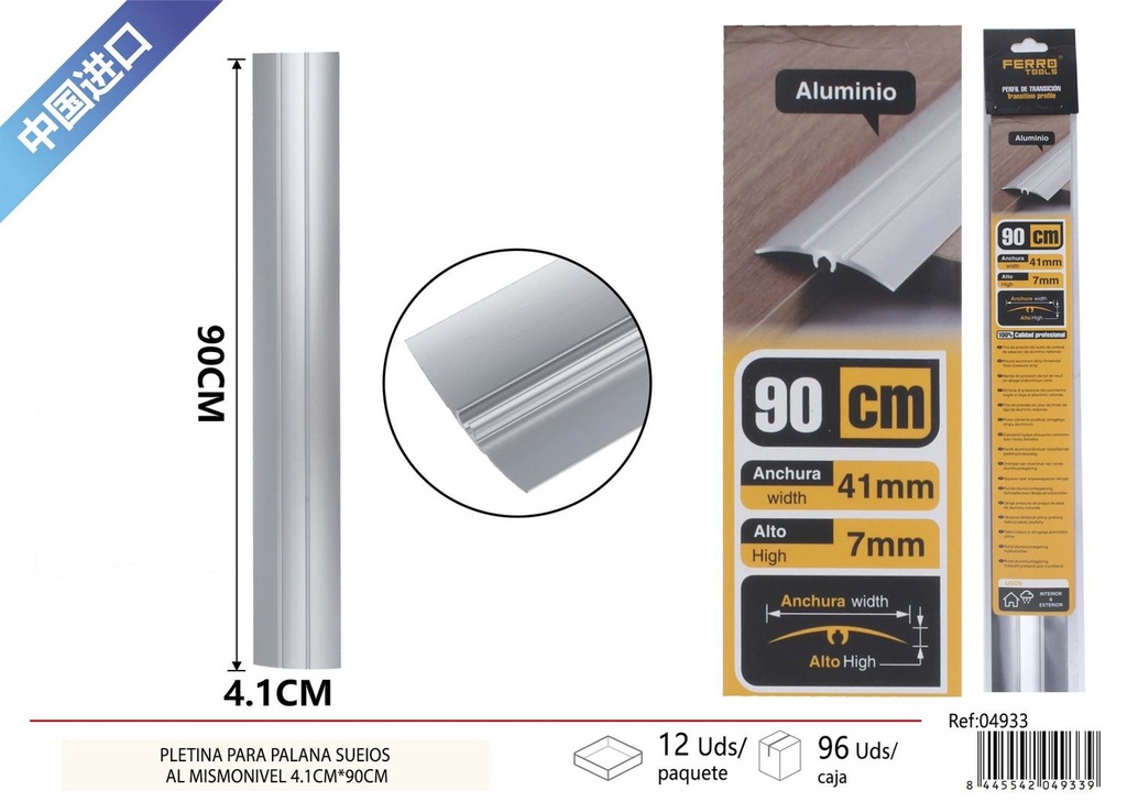 Perfil de transición para suelo 4.1*90cm plata mate - Accesorios de instalación de suelos