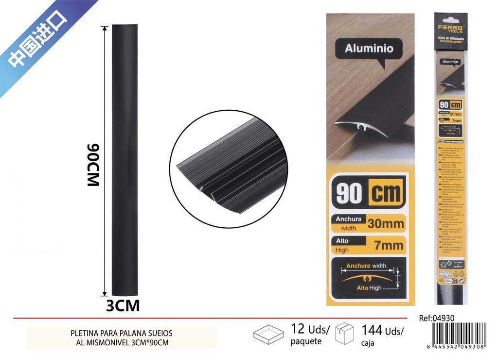 Perfil de transición para suelo 3*90cm negro mate - Accesorios de instalación de suelos