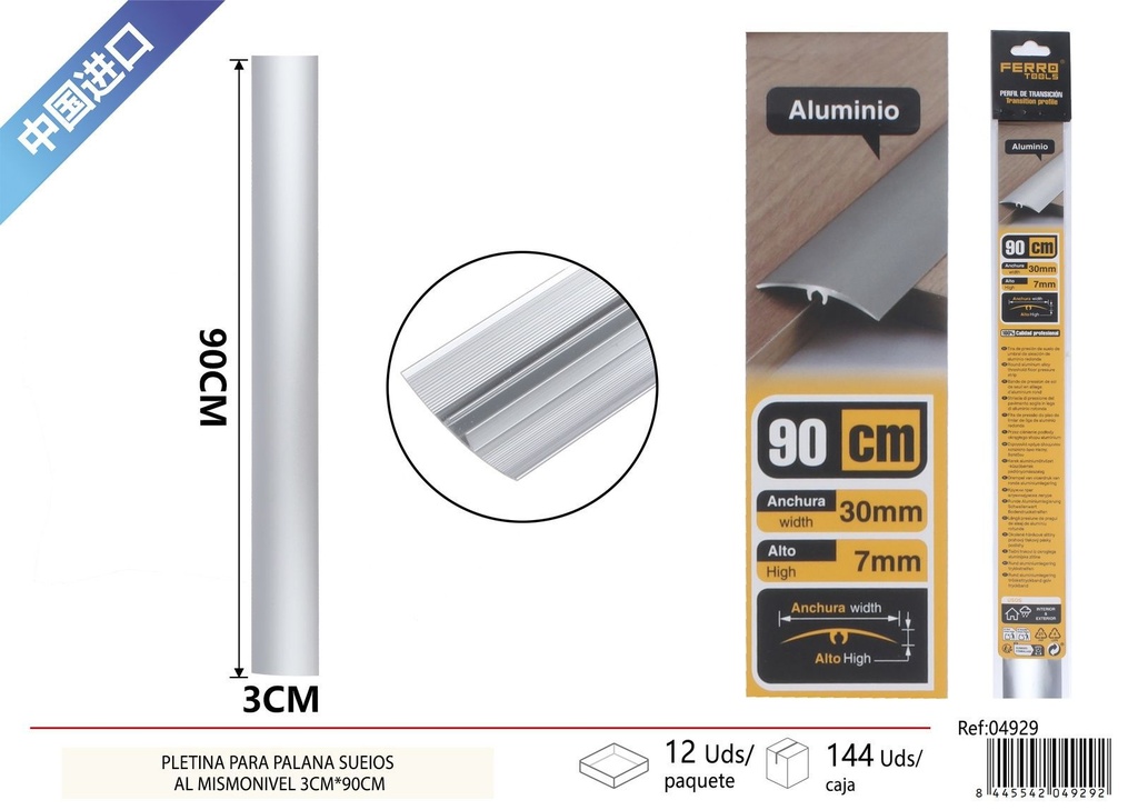 Perfil de transición para suelo 3*90 cm - Accesorio para acabados de suelos