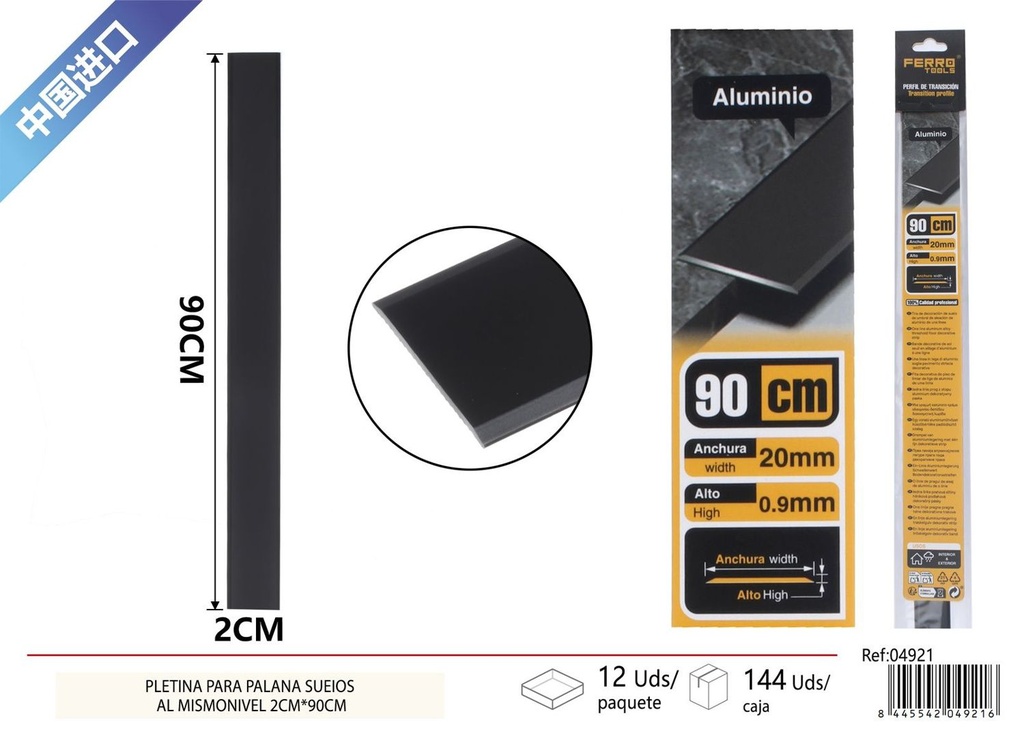 Perfil de transición para suelo 2*90cm negro mate - Accesorios de instalación de suelos