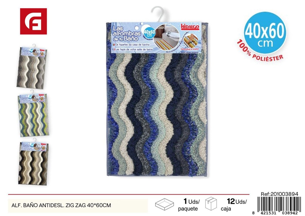 Alfombra baño antideslizante zig zag 40x60 cm - Ferretería y decoración