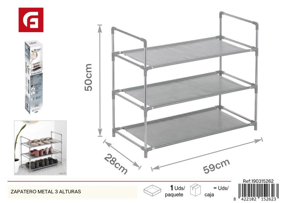 Zapatero metal 3 alturas - Decoración y estanterías