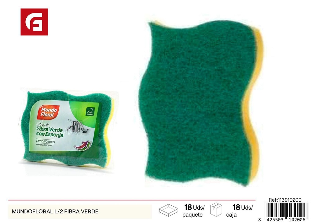 Esponja Mundofloral L/2 fibra verde - Accesorios de limpieza