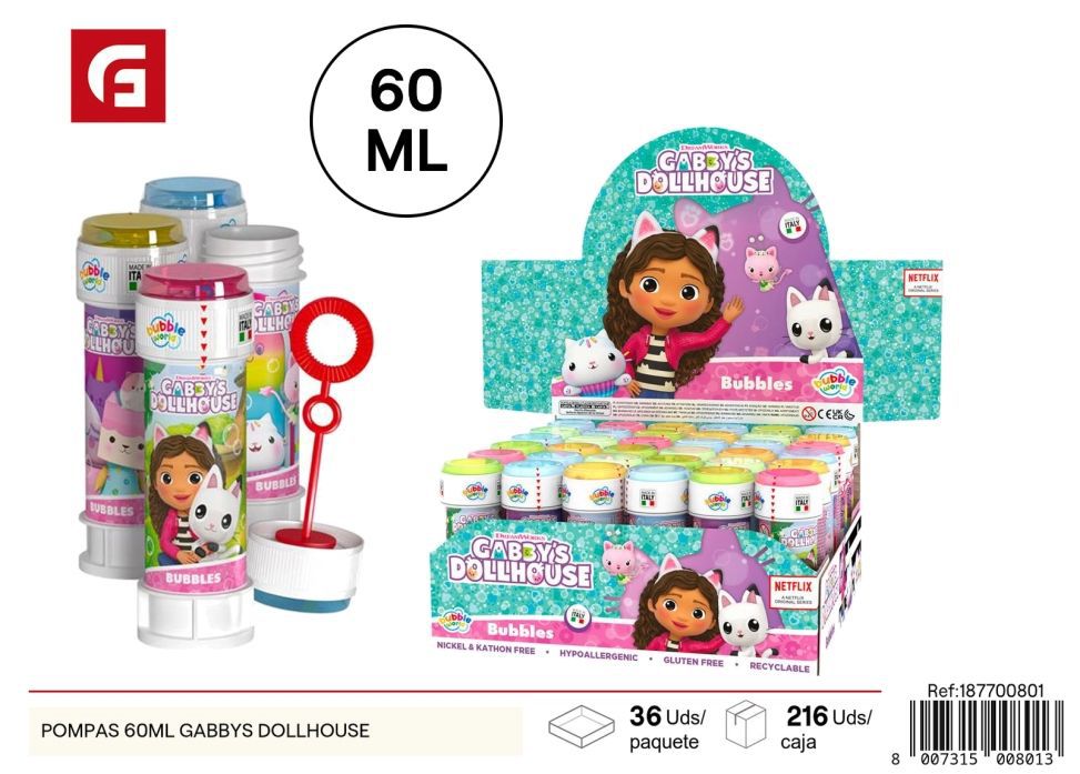 Pompitas de 60ml Gabby’s Dollhouse - Juguetes de pompas