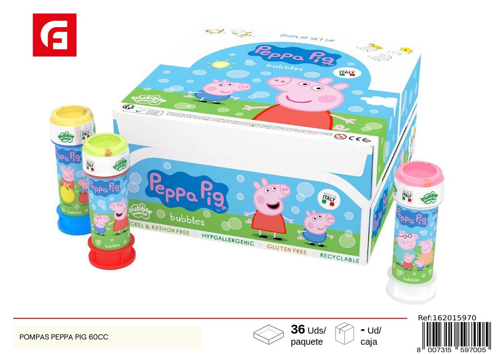 Pompas Peppa Pig 60cc - Juguetes de verano y manualidades
