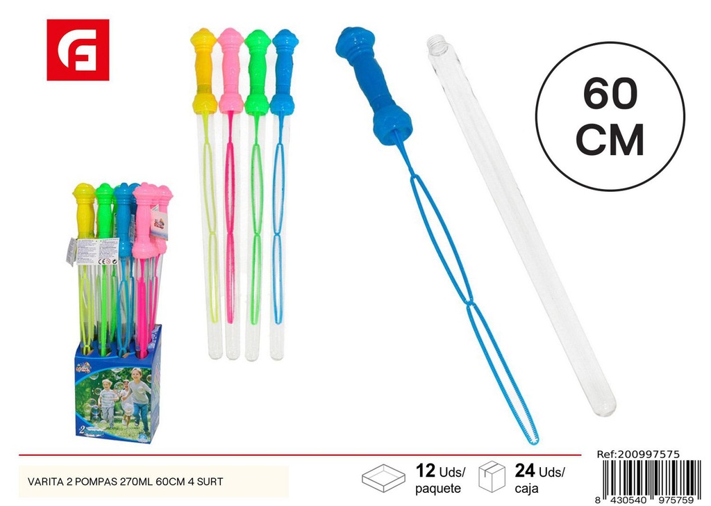 Varita para pompas 270ml 60cm surtida - Juguetes de pompas