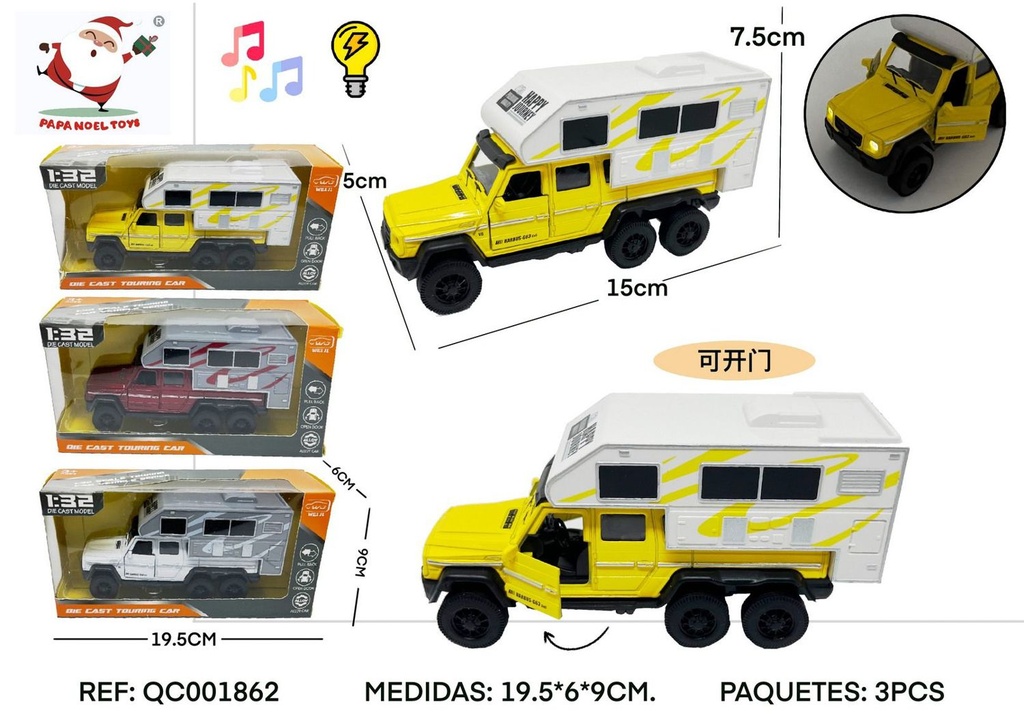 Coche de metal 1:32 con luz y sonido (6x4) - Juguetes de coches