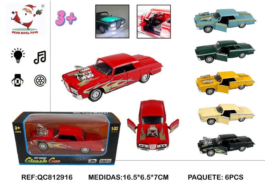Coche de metal 1:32 con luces y sonido - Juguete coleccionable