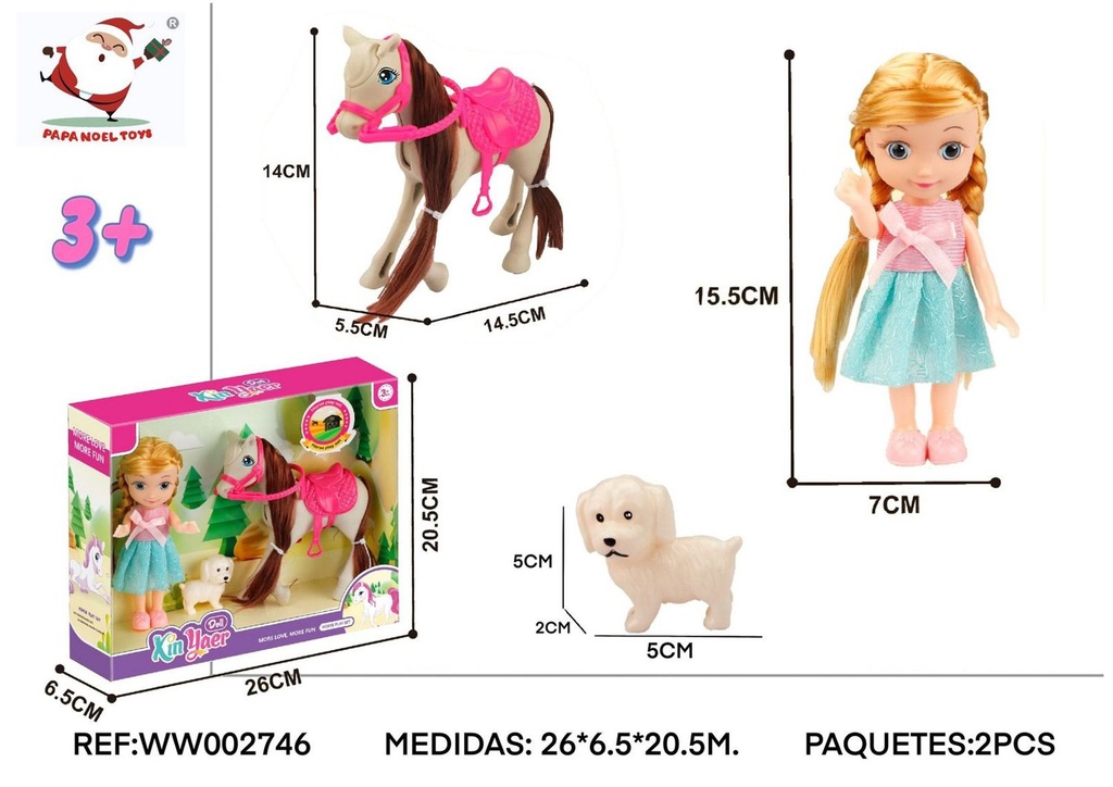 Juego de muñeca Barbie con caballo - Juguetes de muñecas