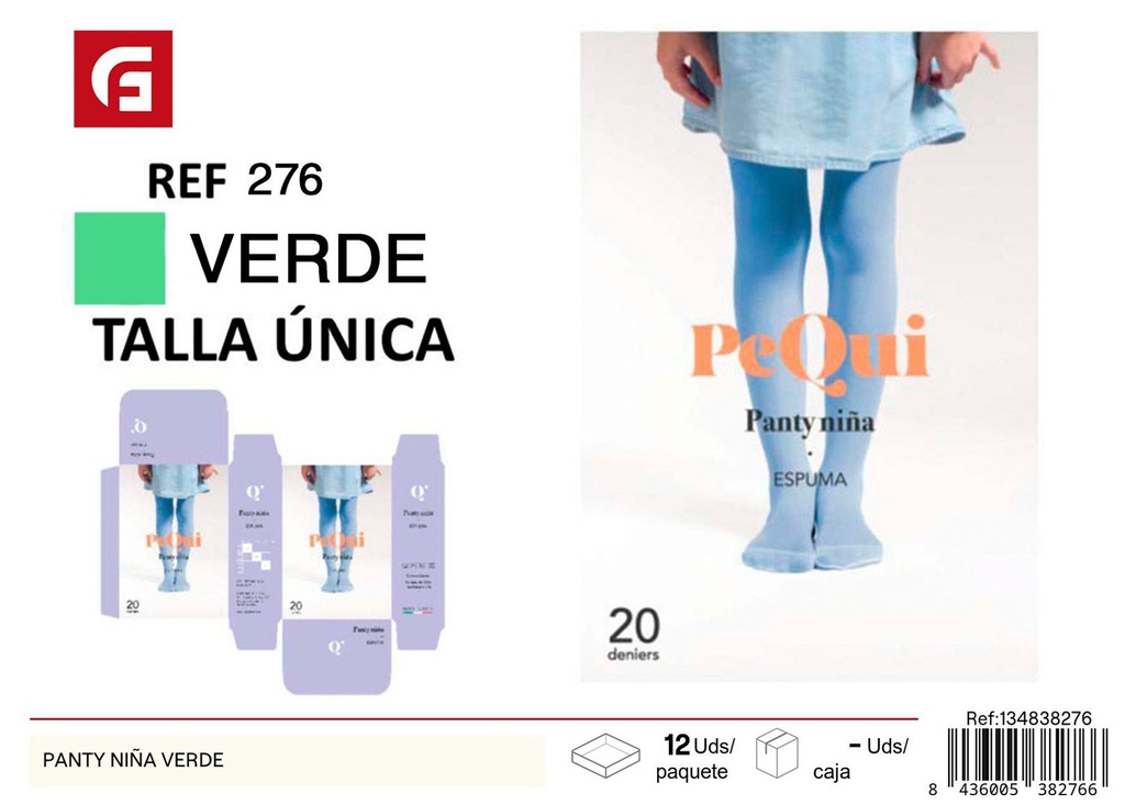 Panty niña verde- Accesorios de costura y mercería