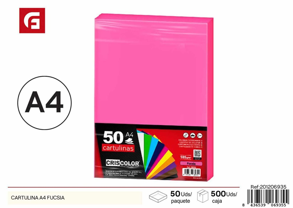 Cartulina A4 fucsia- Material escolar y manualidades