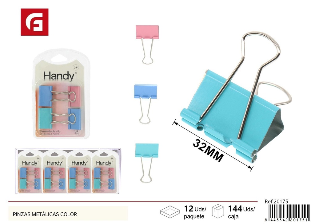 Pincitas de doble clip en colores - Material de oficina