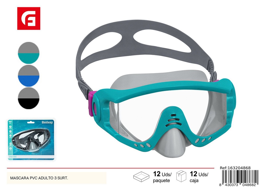 Máscara de PVC adulto surtido 3 colores - Equipamiento de natación