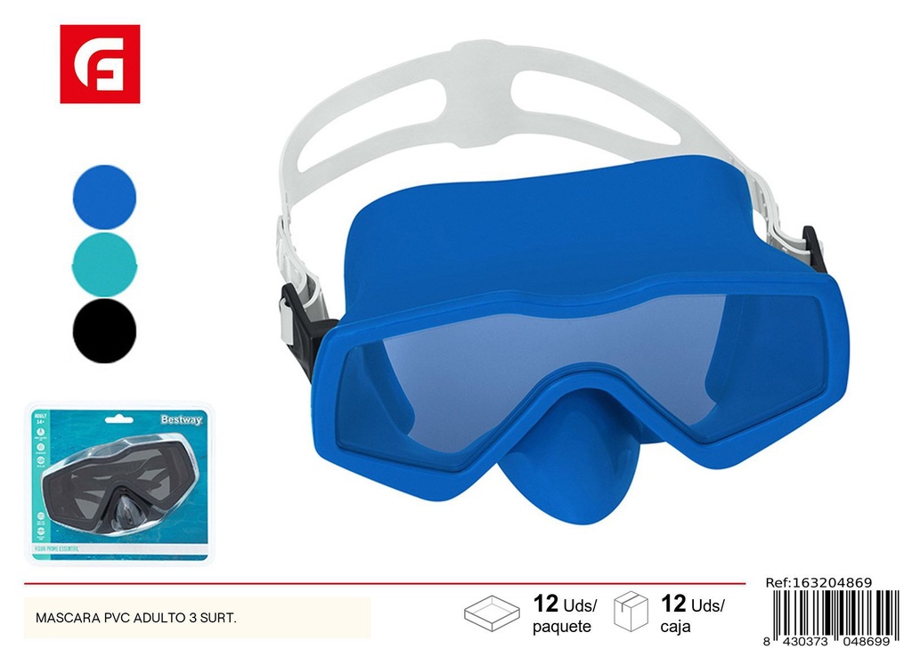 Máscara de PVC adulto surtido 3 colores - Equipamiento de natación