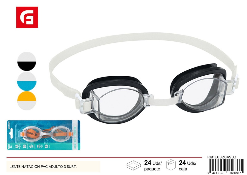 Lentes de natación PVC adulto surtido 3 colores - Equipamiento de natación