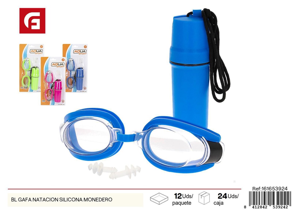 Gafa de natación de silicona + monedero - Equipamiento acuático