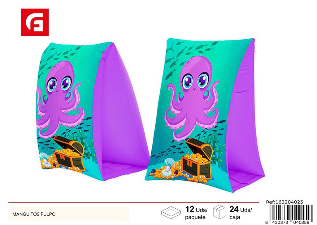Manguitos de pulpo inflables - Accesorios de verano para niños