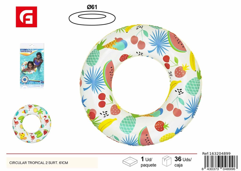 Círculo salvavidas circular tropical 61 cm surtido - Accesorios de verano