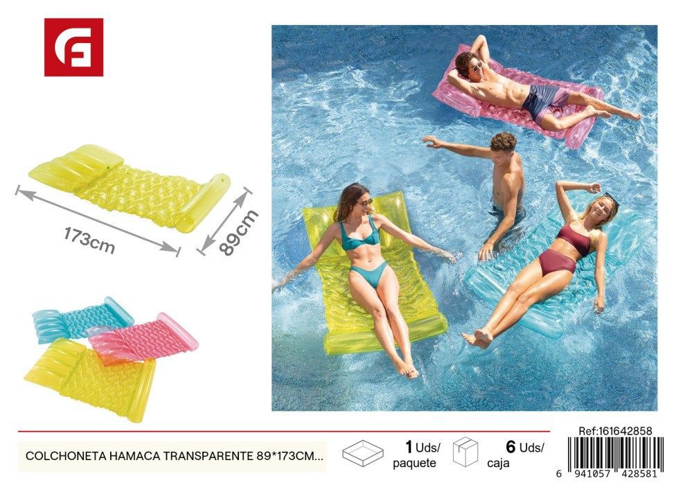 Colchoneta hamaca transparente 89x173 cm +3 años - Accesorios flotantes