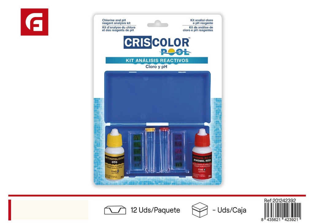 Kit de análisis de reactivos de cloro y pH - Accesorios de piscina