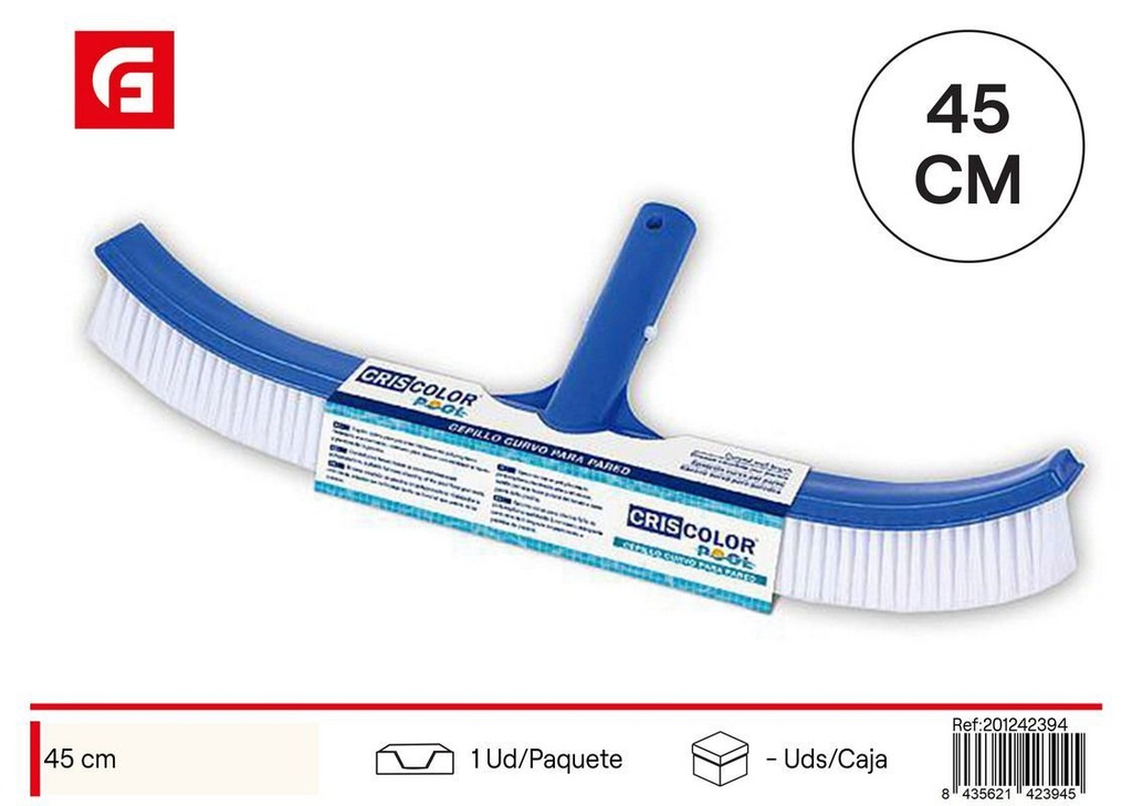 Cepillo curvo para pared de piscina 45 cm - Accesorios de piscina
