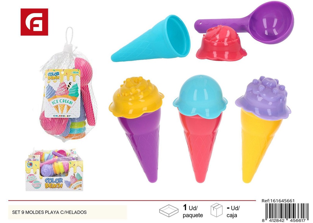 Set de 9 moldes de playa con helados - Juguetes de verano