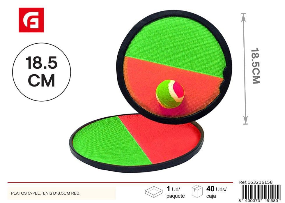 Platos con pelota de tenis diámetro 18.5 cm color rojo - Raquetas de playa