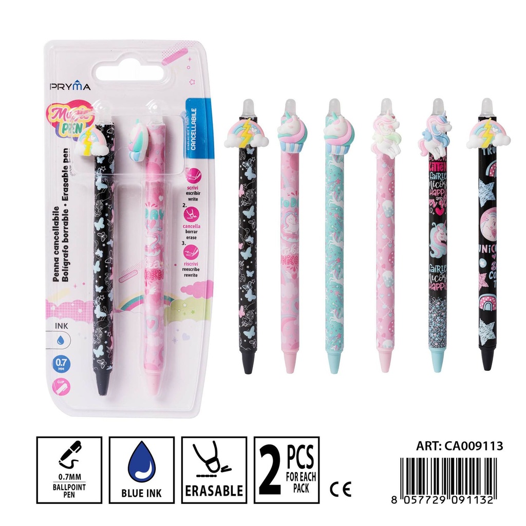 Bolígrafo borrable mágico 0.7 mm 2 piezas azul - Artículos de escritura