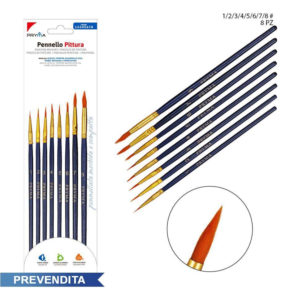 Juego de pinceles de nylon finos redondos 8 piezas - Accesorios de pintura y arte