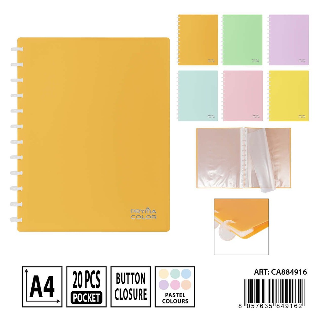 Carpeta espiral A4 20 fundas pastel - Carpetería y organización de documentos