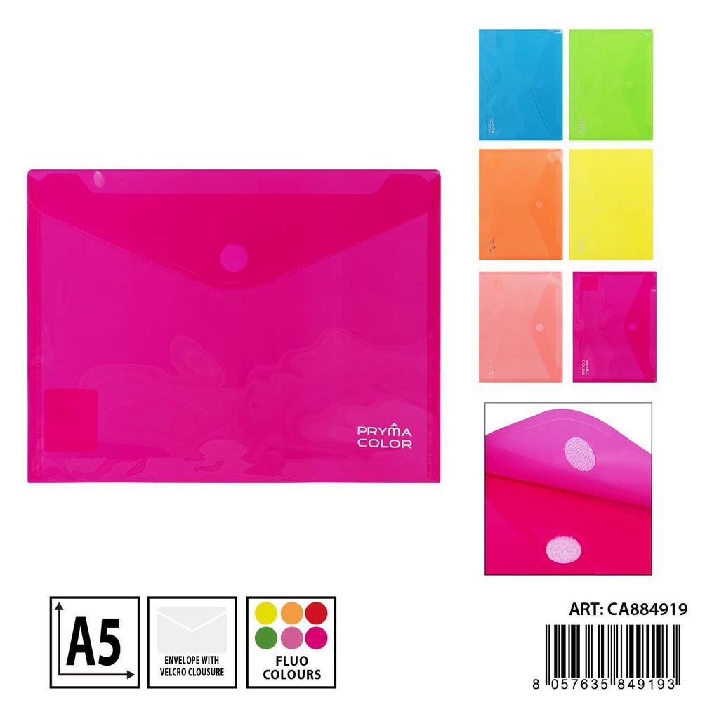 Carpeta de velcro A5 180X250MM flúo - Carpetería y organización de documentos