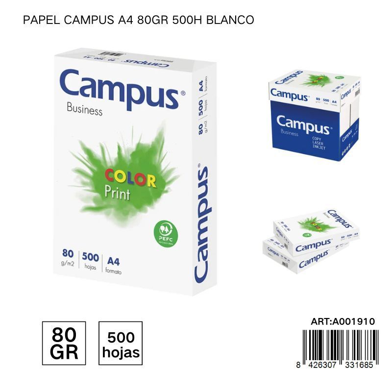 Papel Campus A4 80GR 500H Blanco - Papel de alta calidad para impresiones