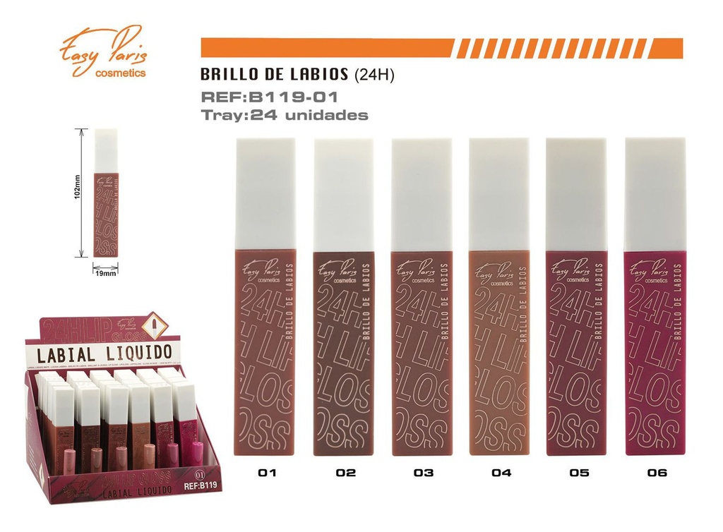 Lips gloss kiss 24 horas 24 unidades - Cosmética y maquillaje