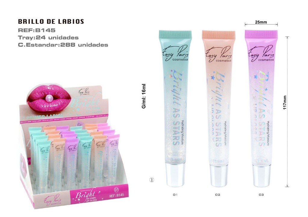 Brillo de labios hidratantes 24 unidades 288/ - Cosmética y cuidado personal
