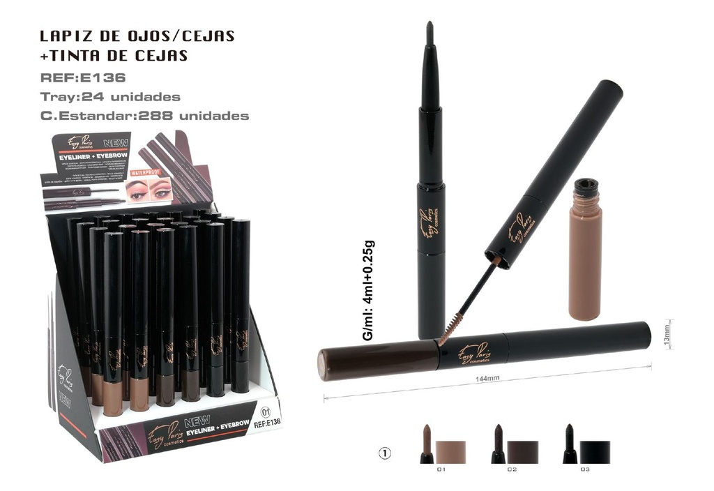 Marcador para cejas + perfilador de ojos 24 unidades - Cosmética y maquillaje