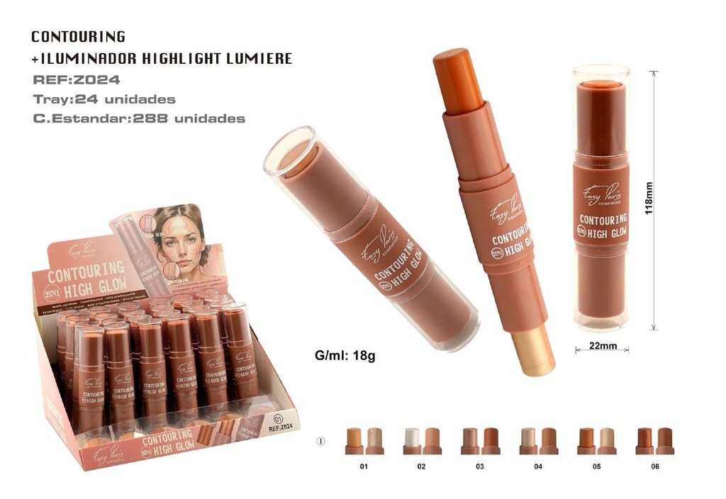 Contorno + iluminador 24 unidades - Cosmética y maquillaje
