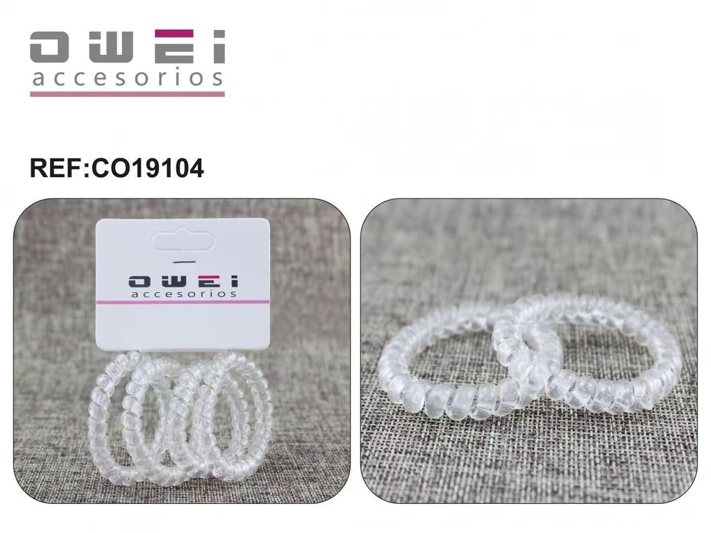Coletero cable transparente 24 unidades CO19104 - Accesorios de pelo y moda