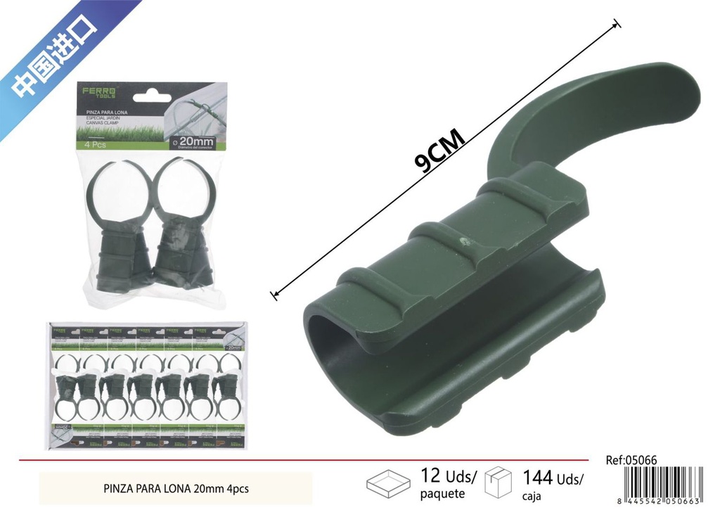 Pinza para lona 20 mm 4 piezas - Accesorios de jardinería