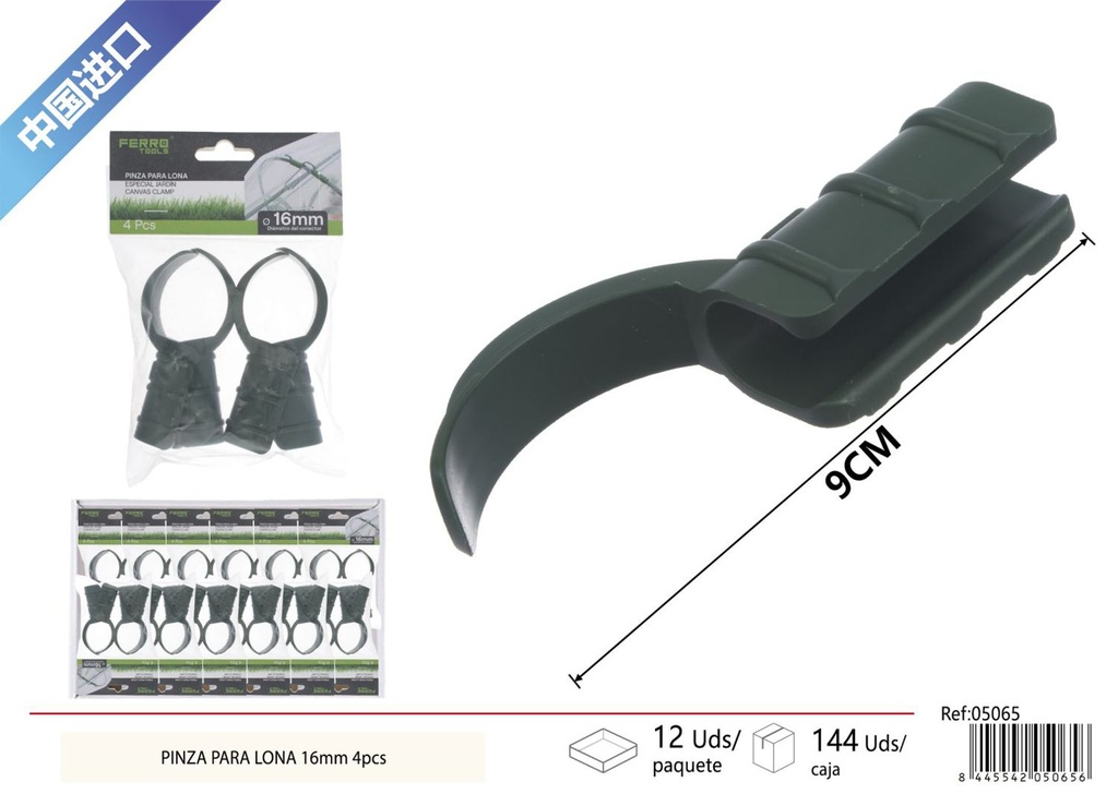 Pinza para lona 16 mm 4 piezas - Accesorios de jardinería