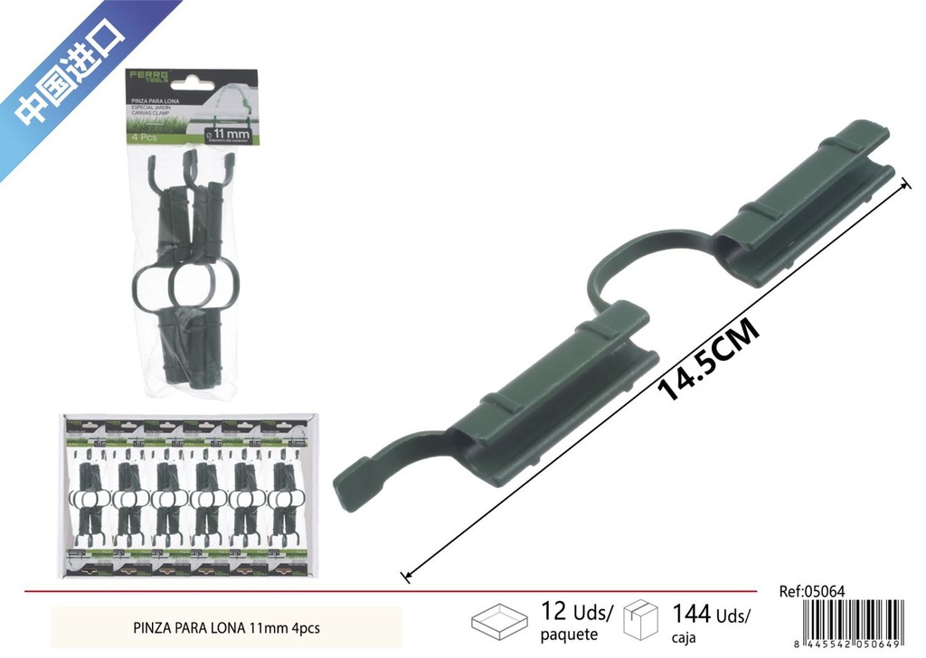 Pinza para lona 11 mm 4 piezas - Accesorios de jardinería