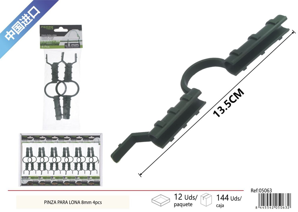 Pinza para lona 8 mm 4 piezas - Accesorios de jardinería