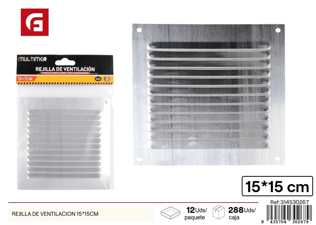 Rejilla de ventilación 15x15 cm - Accesorios de ferretería
